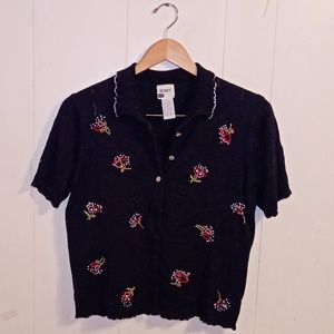 Cute flower embroidered sweater